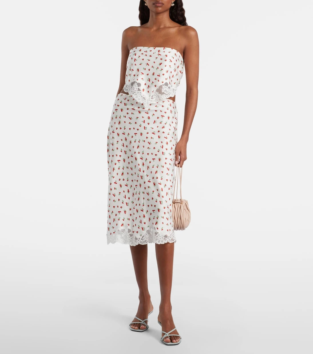 Posse - Fae lace-trimmed printed midi skirt