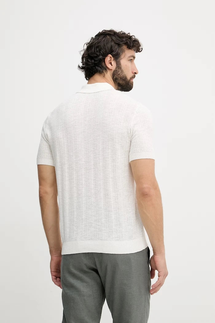 Yaka detaylı erkek keten karışımlı polo tişört United Colors of Benetton