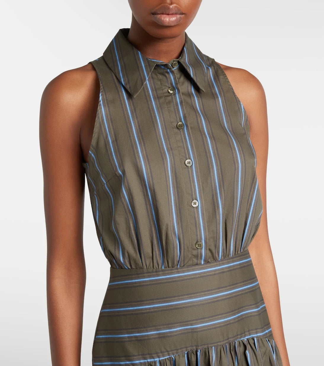Staud - Romy striped cotton midi dress