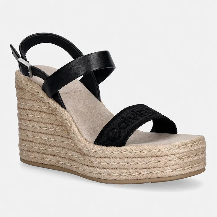 Calvin Klein eğimli platformlu sandaletler WEDGE ESPAD 70 WEBBING LTH