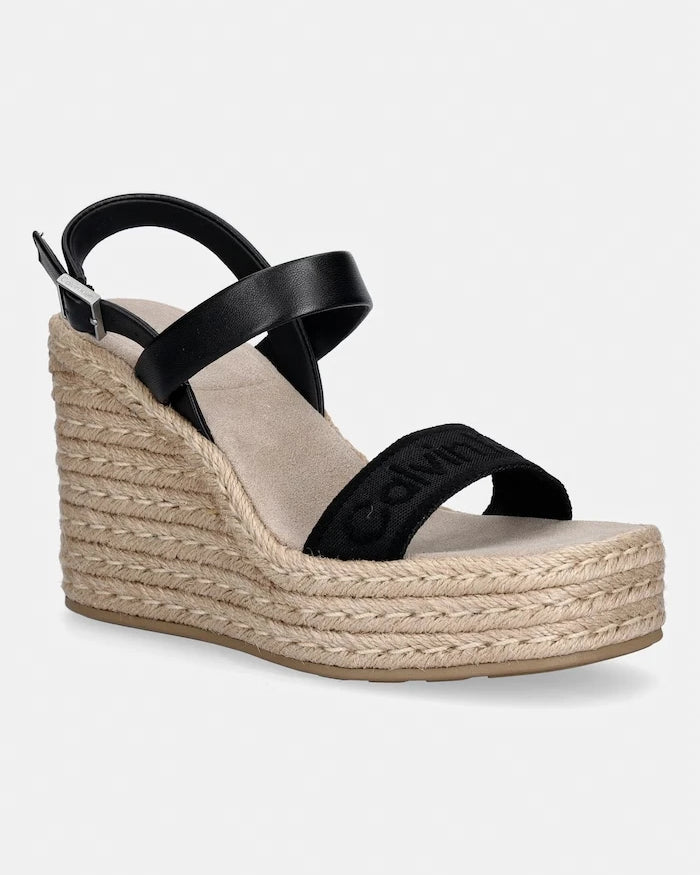 Calvin Klein eğimli platformlu sandaletler WEDGE ESPAD 70 WEBBING LTH