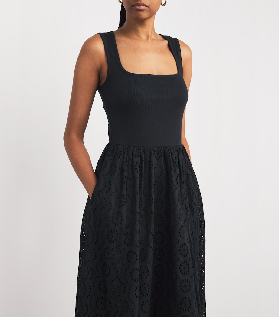 PAIGE Black Cotton Morel Maxi Dress