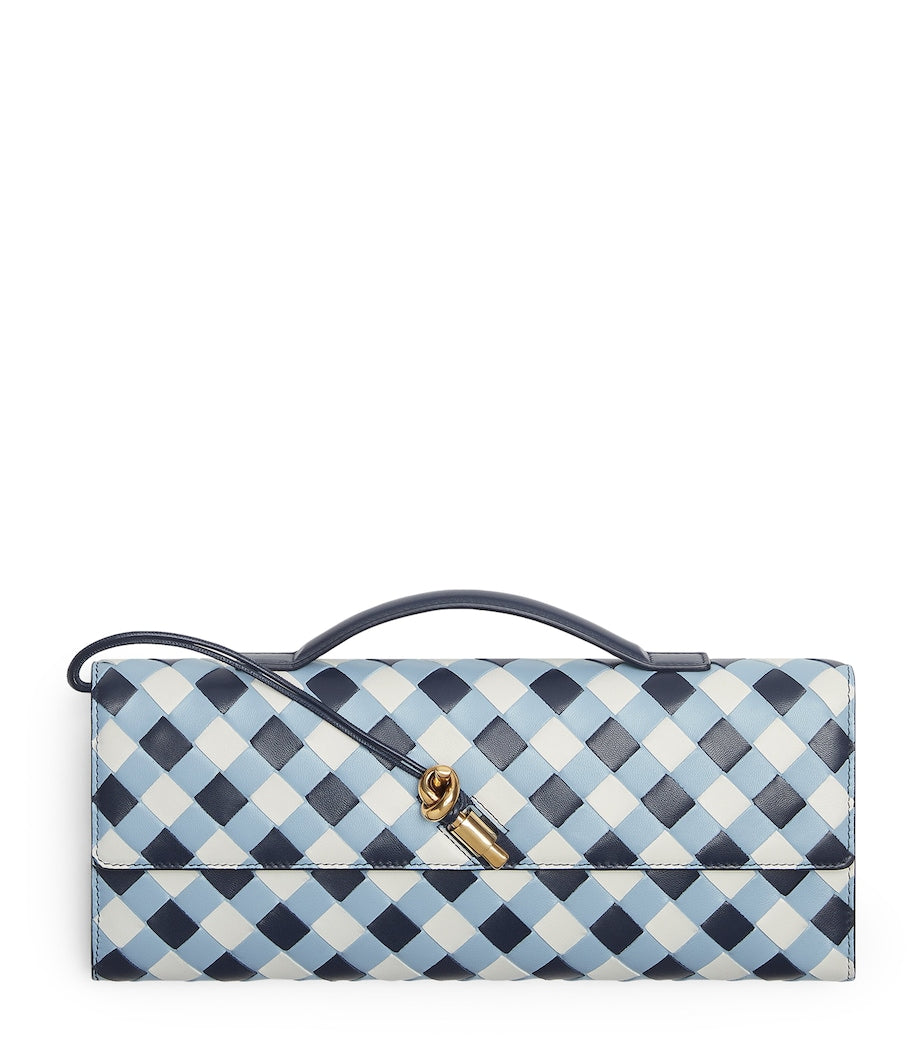 Bottega Veneta Blue Leather Andiamo Clutch Bag