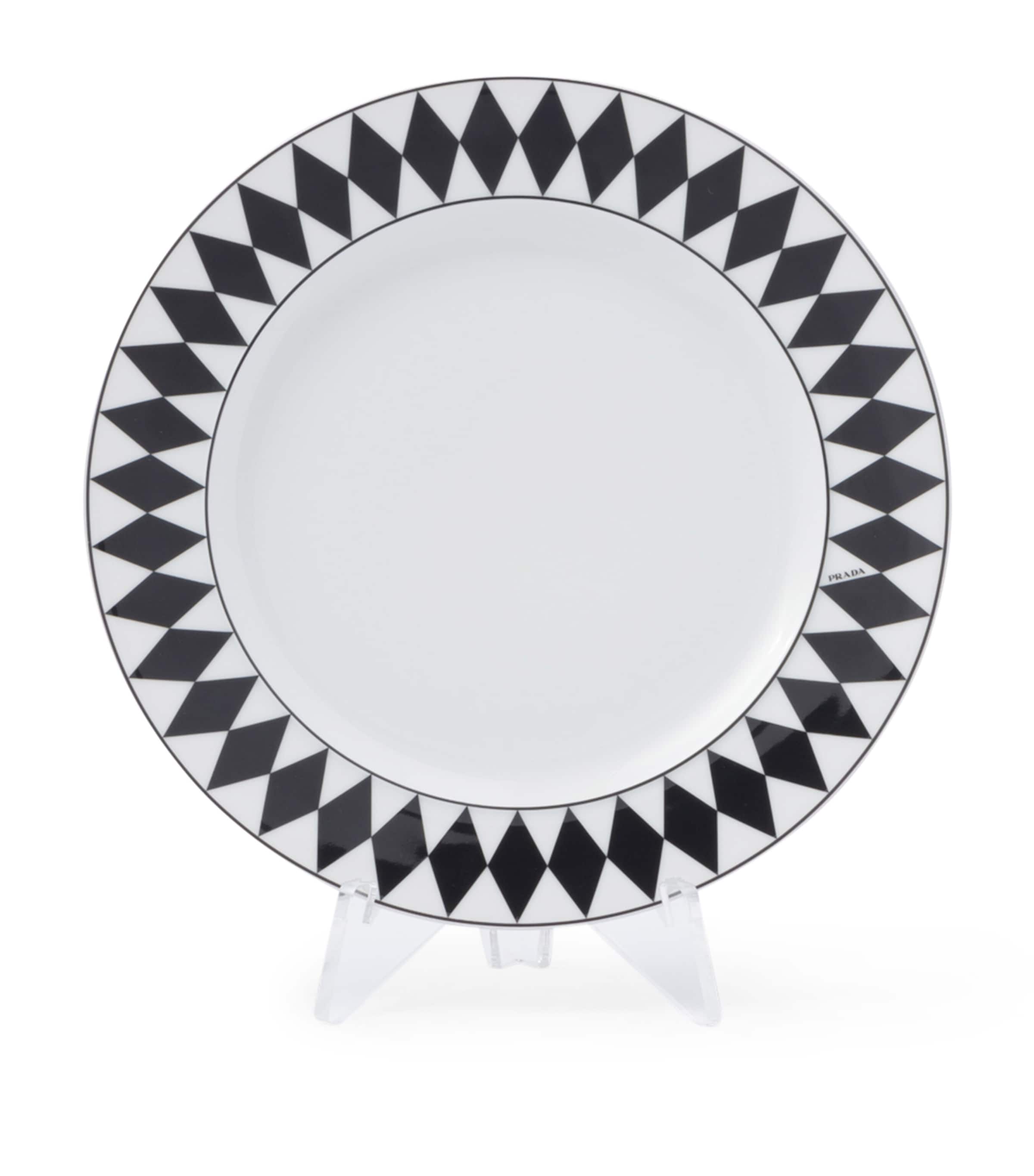 Set of 2 Porcelain Chequerboard Dessert Plates (22cm)