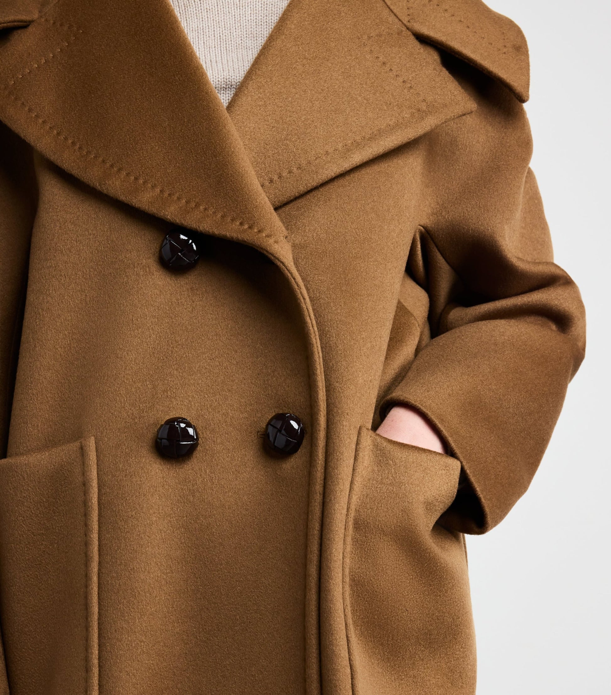 Max Mara Beige Cashmere Pea Coat