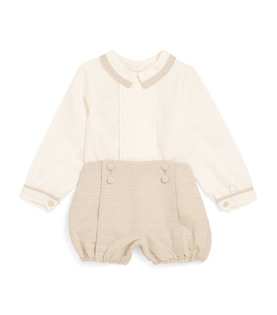 PEPA LONDON Linen Celebration Shirt and Shorts Set (12-18 Months)