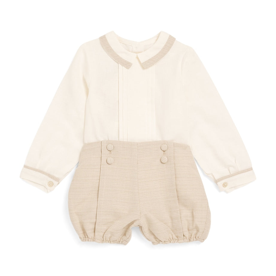 PEPA LONDON Linen Celebration Shirt and Shorts Set (12-18 Months)