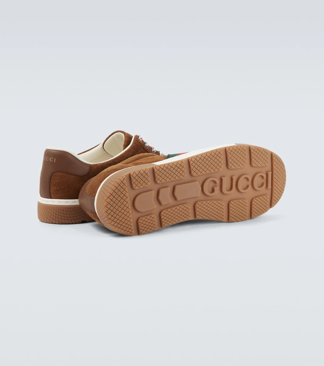 Gucci - Gucci Ace Web Stripe suede sneakers