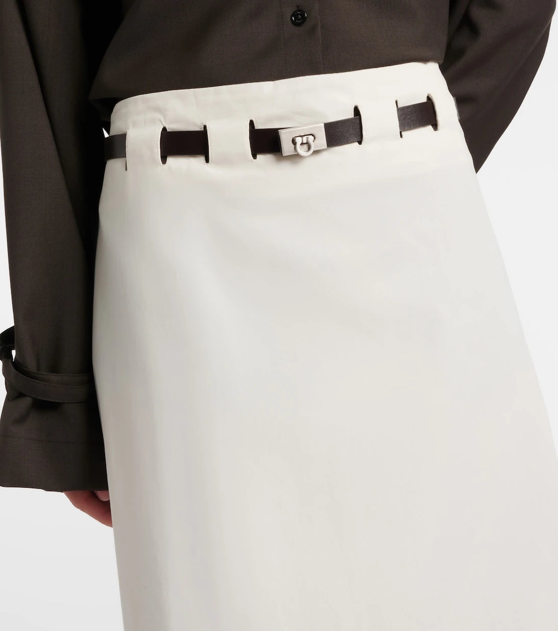 Ferragamo - Belted cotton and silk miniskirt