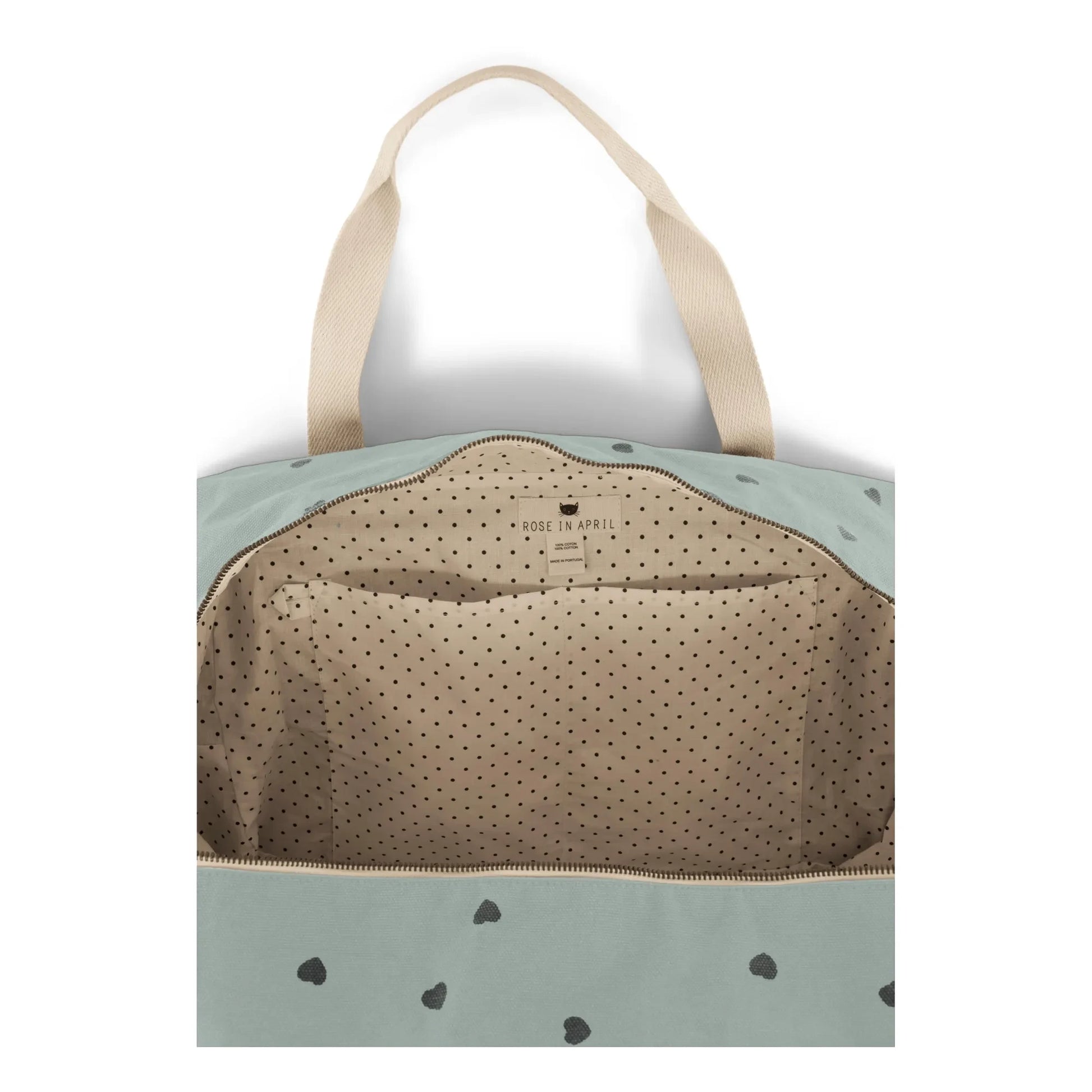 Rose in April - Raphaël Heart Print Baby Changing Bag | Light blue