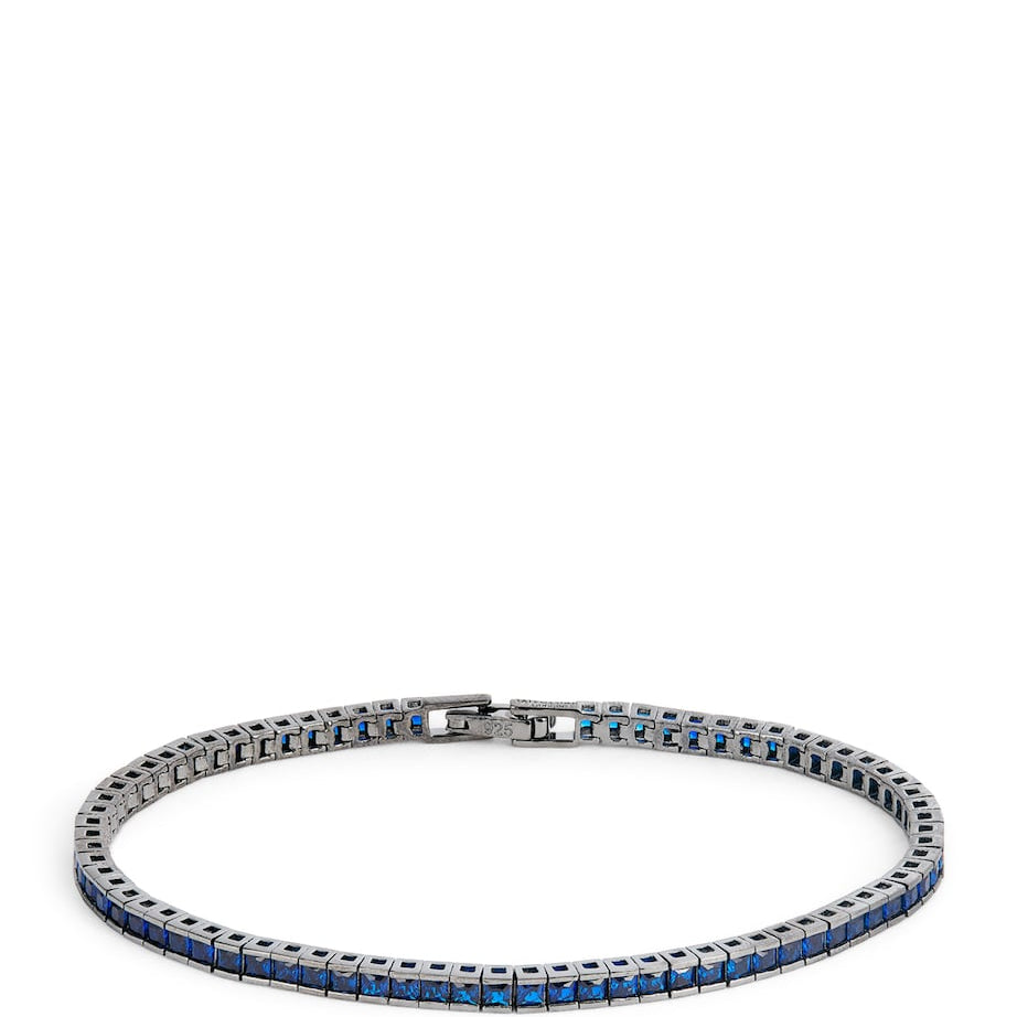 Rhodium-Plated Sterling Silver Quadro Tennis Bracelet