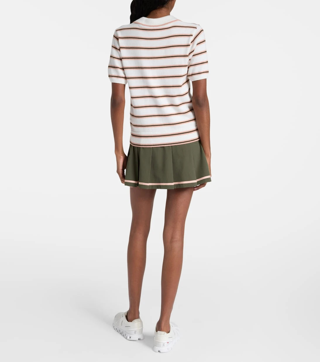 Varley - Faustine striped cotton-blend polo shirt
