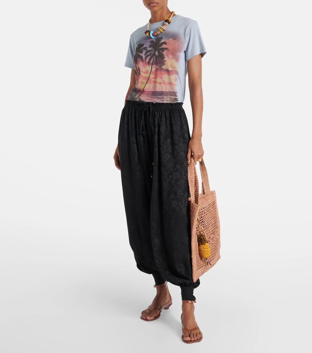 Chloé - تي شيرت من جيرسيه القطن المطبوع