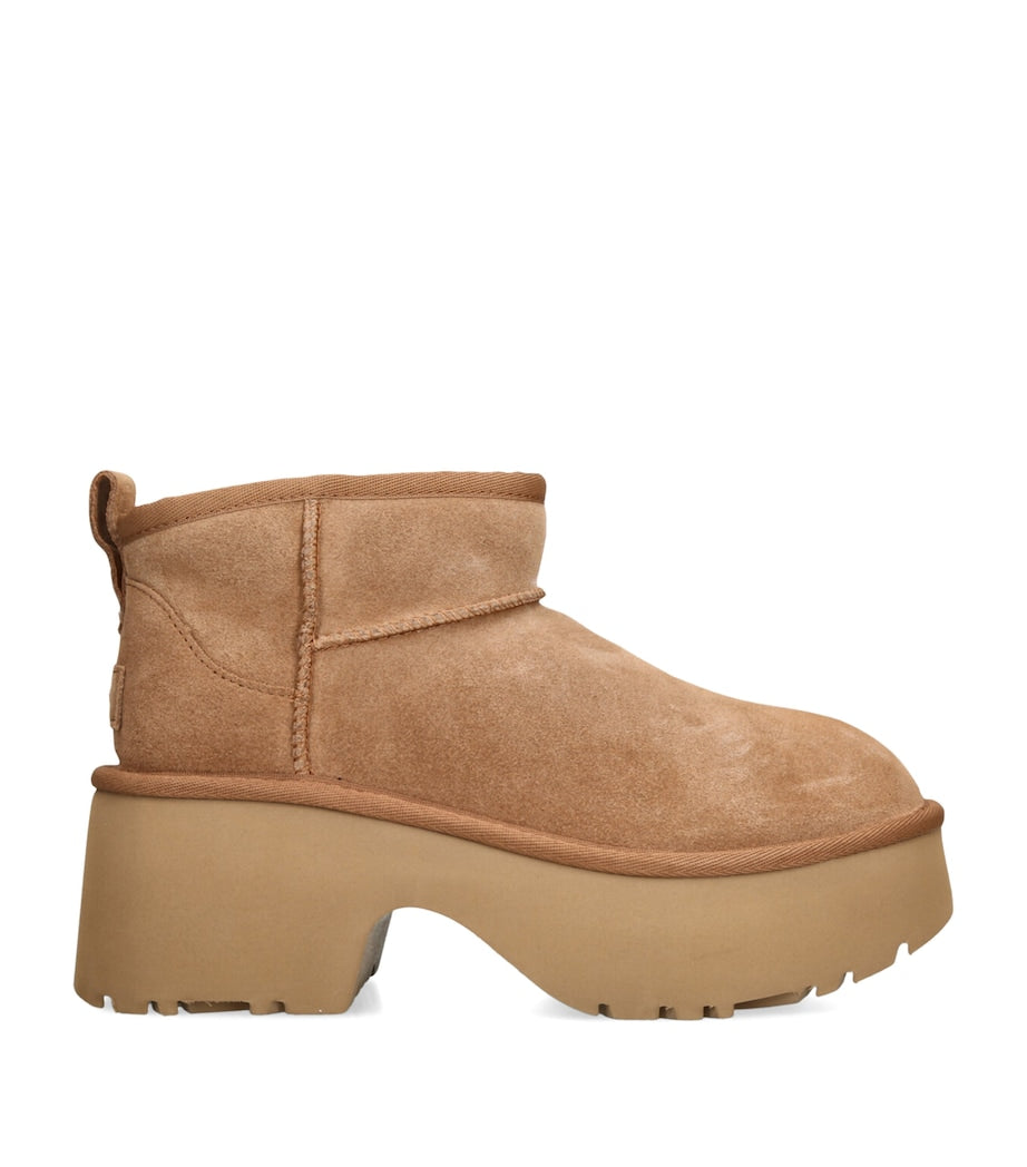 UGG Beige Suede Classic Ultra Mini New Heights Boots 70
