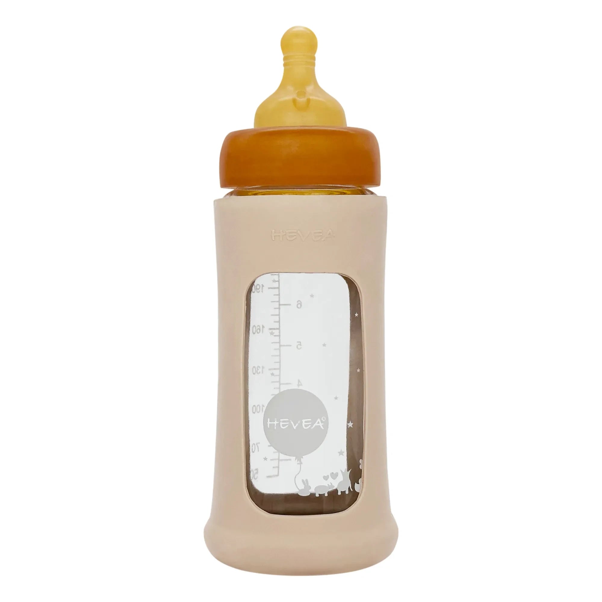 Hevea - Medium Flow Wide-Neck Glass Bottle with Protective Sleeve | Sand