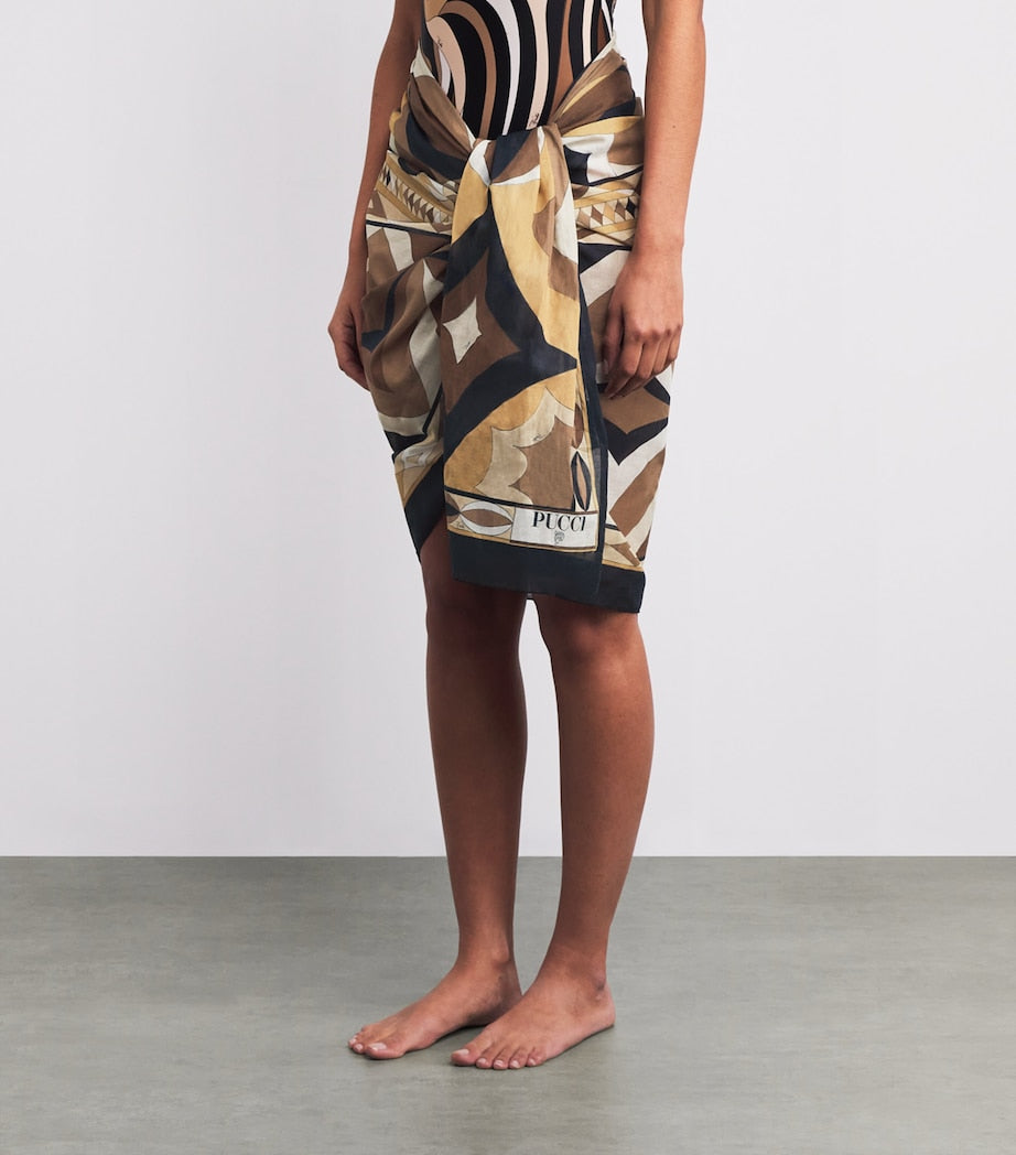 Brown Cotton Collane Print Sarong