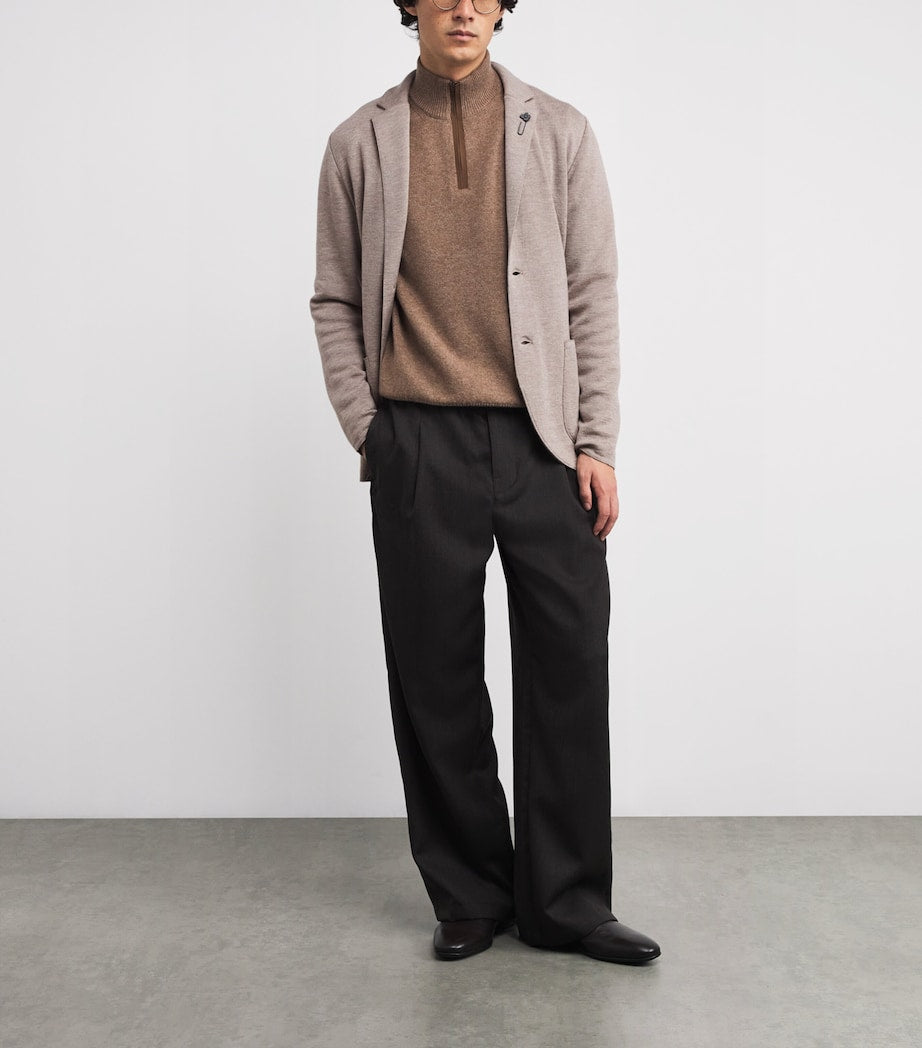 Lardini Beige Virgin Wool Knitted Blazer