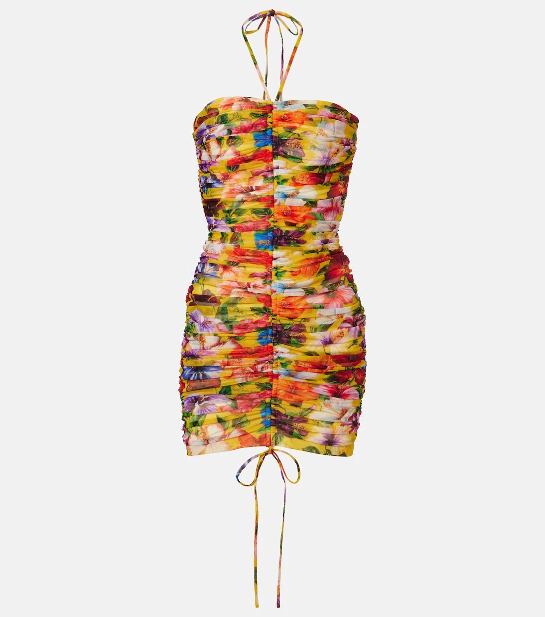 Dolce&Gabbana - Ruched floral halterneck minidress