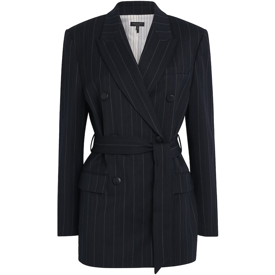 Navy Tie-Waist Virginia Blazer