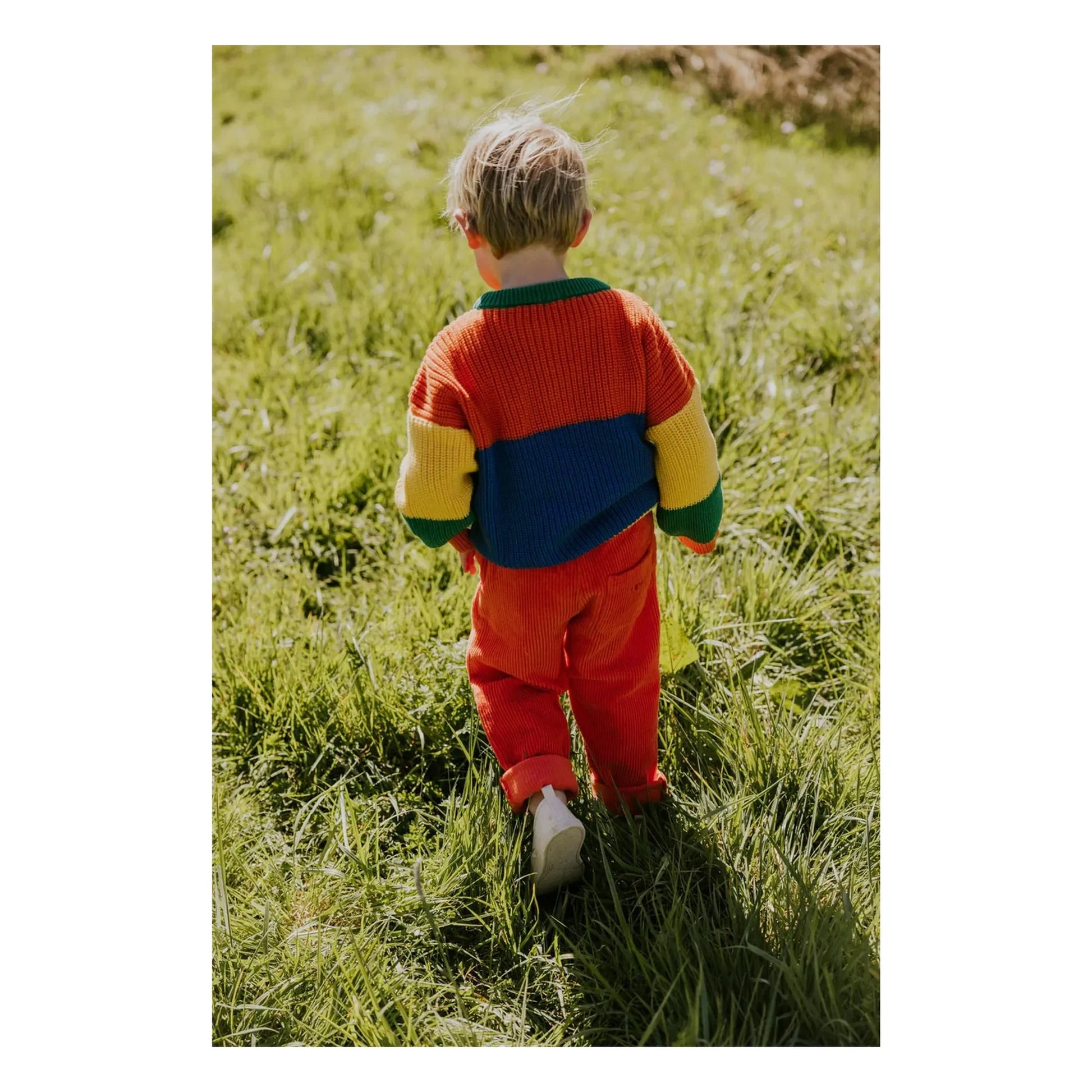 Yuki - Color Block Organic Cotton Sweater | Orange