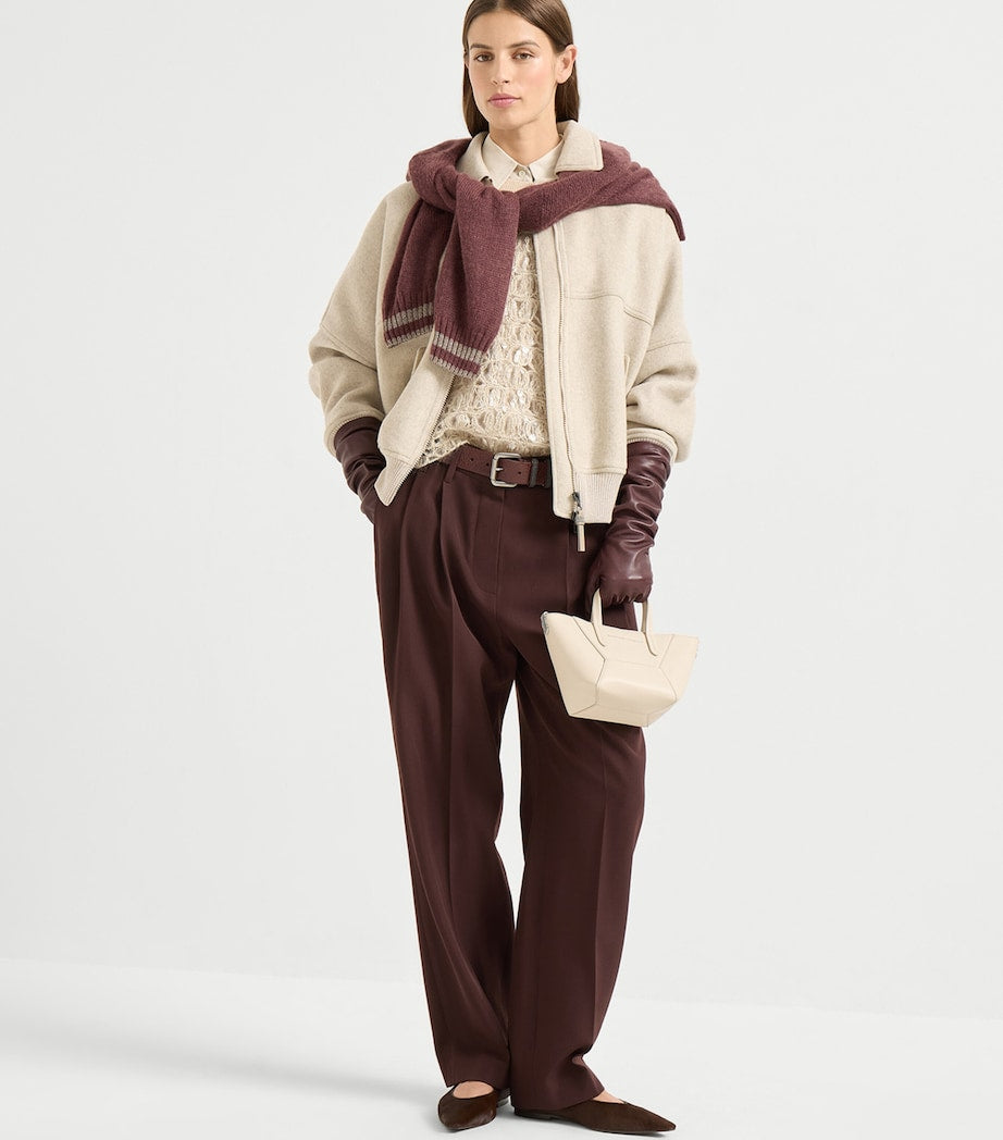 Brunello Cucinelli Red Virgin Wool-Cotton Slouchy Trousers