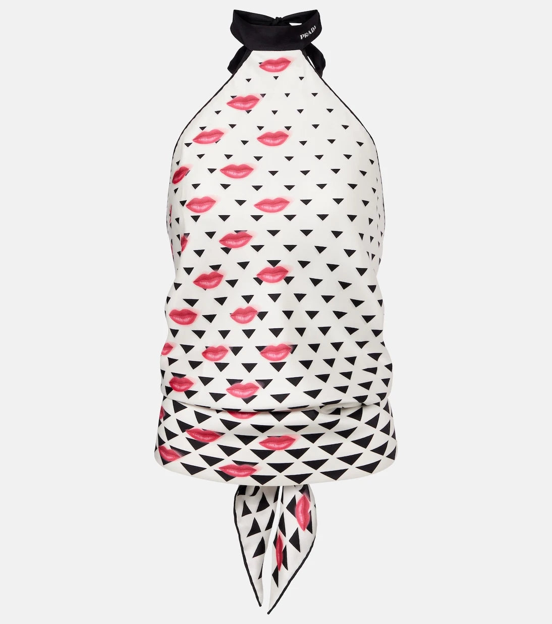 Prada - Printed silk twill halterneck top