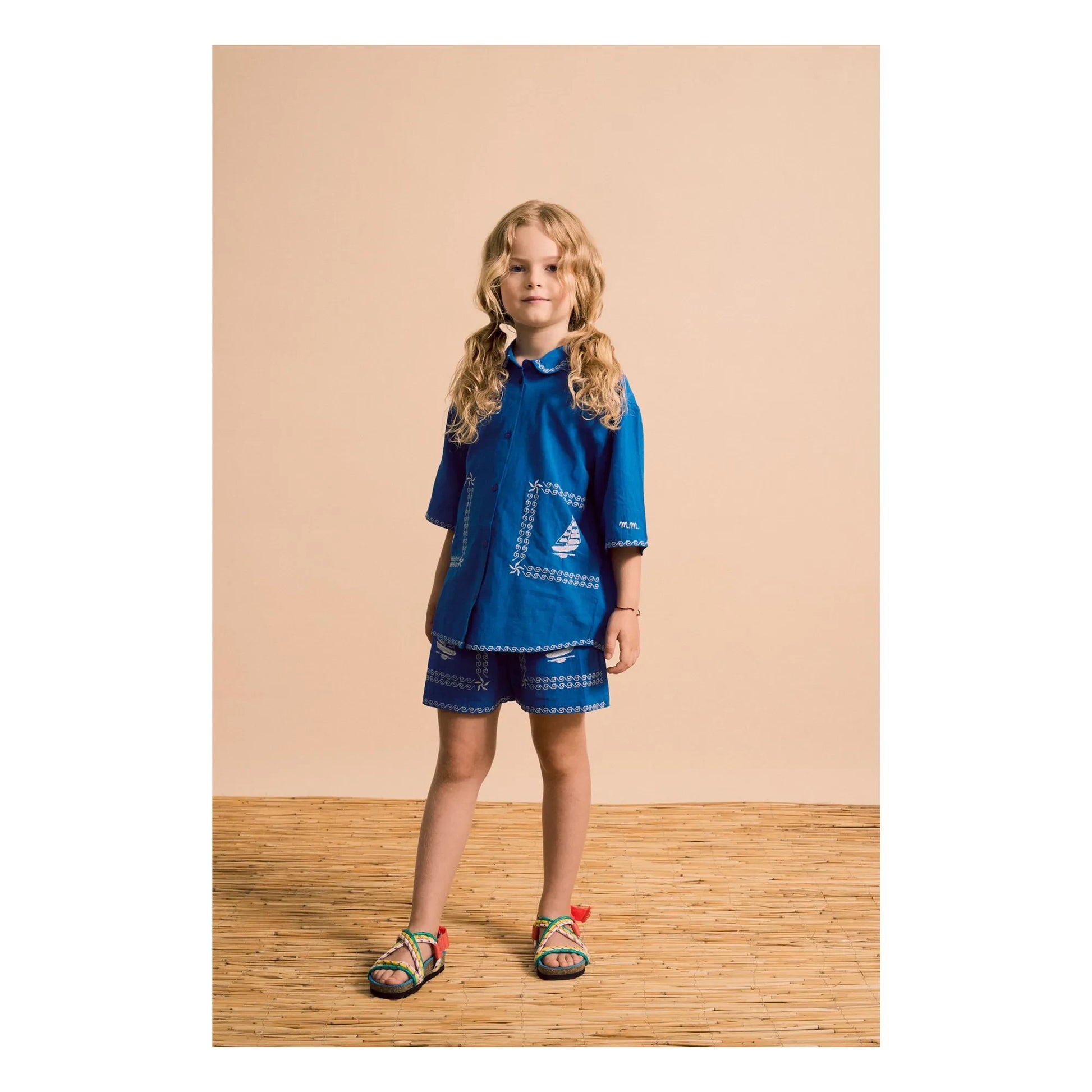 Maison Mangostan - Voiles Embroidered Shirt | Blue