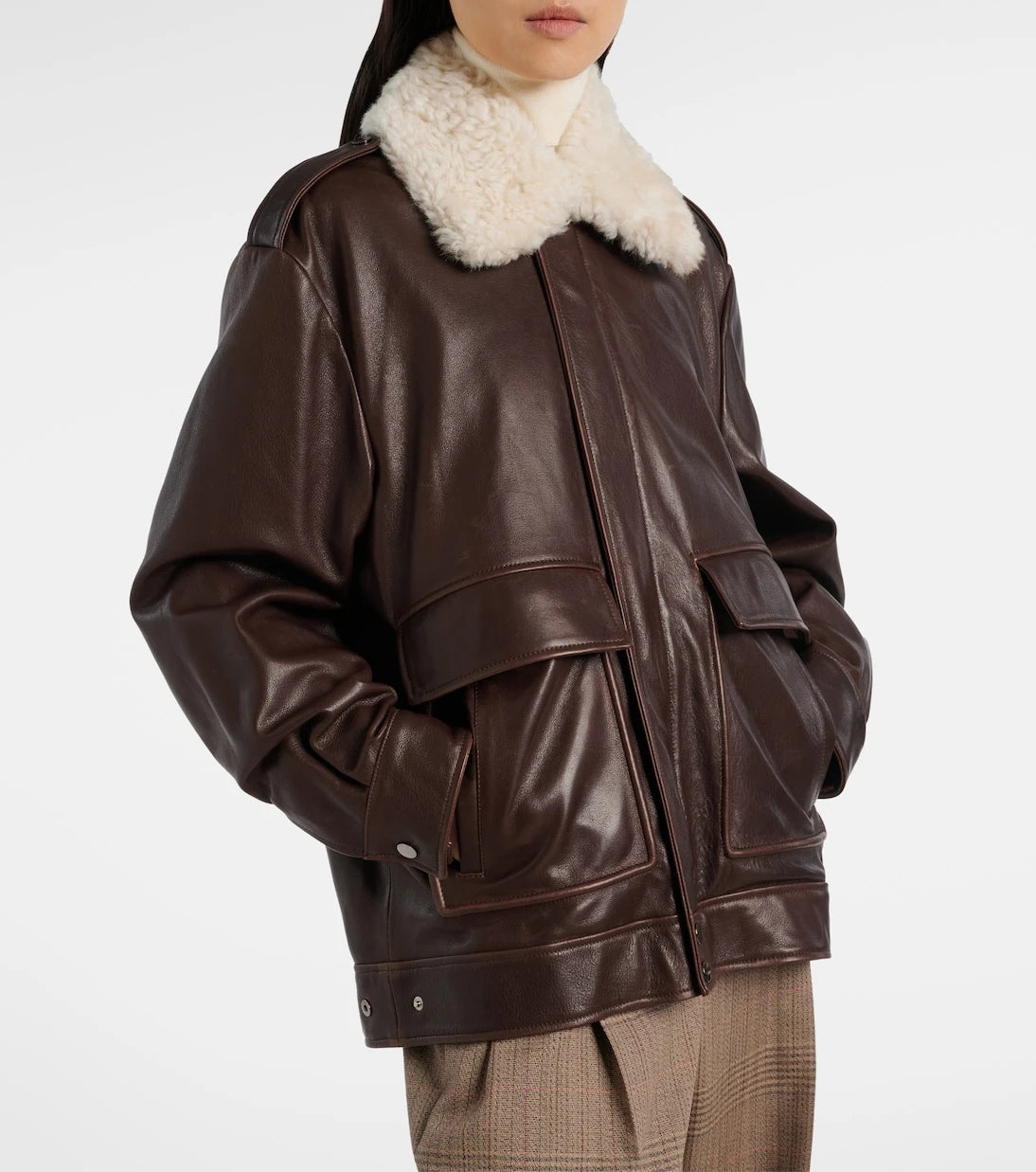 Nour Hammour - Drey shearling-trimmed leather jacket