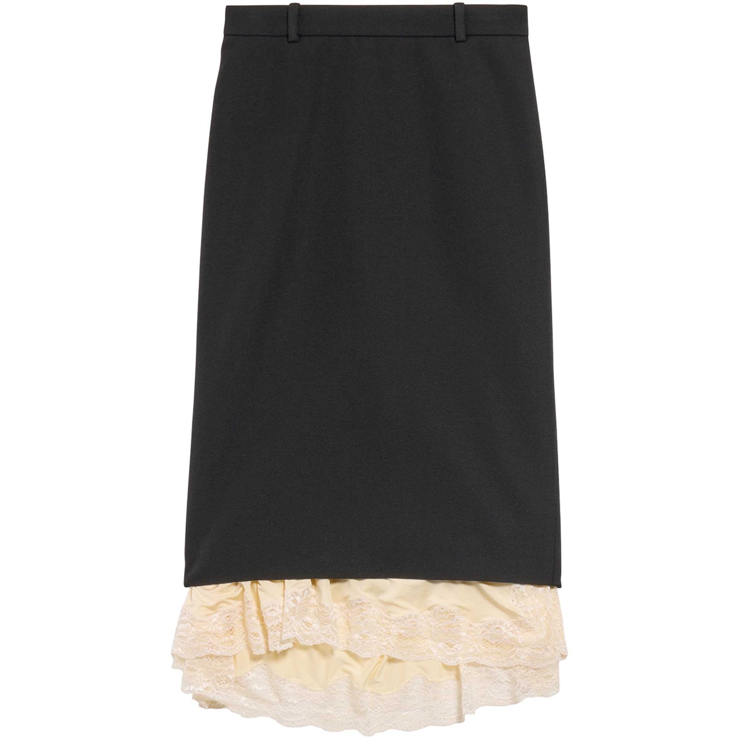 Balenciaga Black Barathea Wool Pencil Skirt