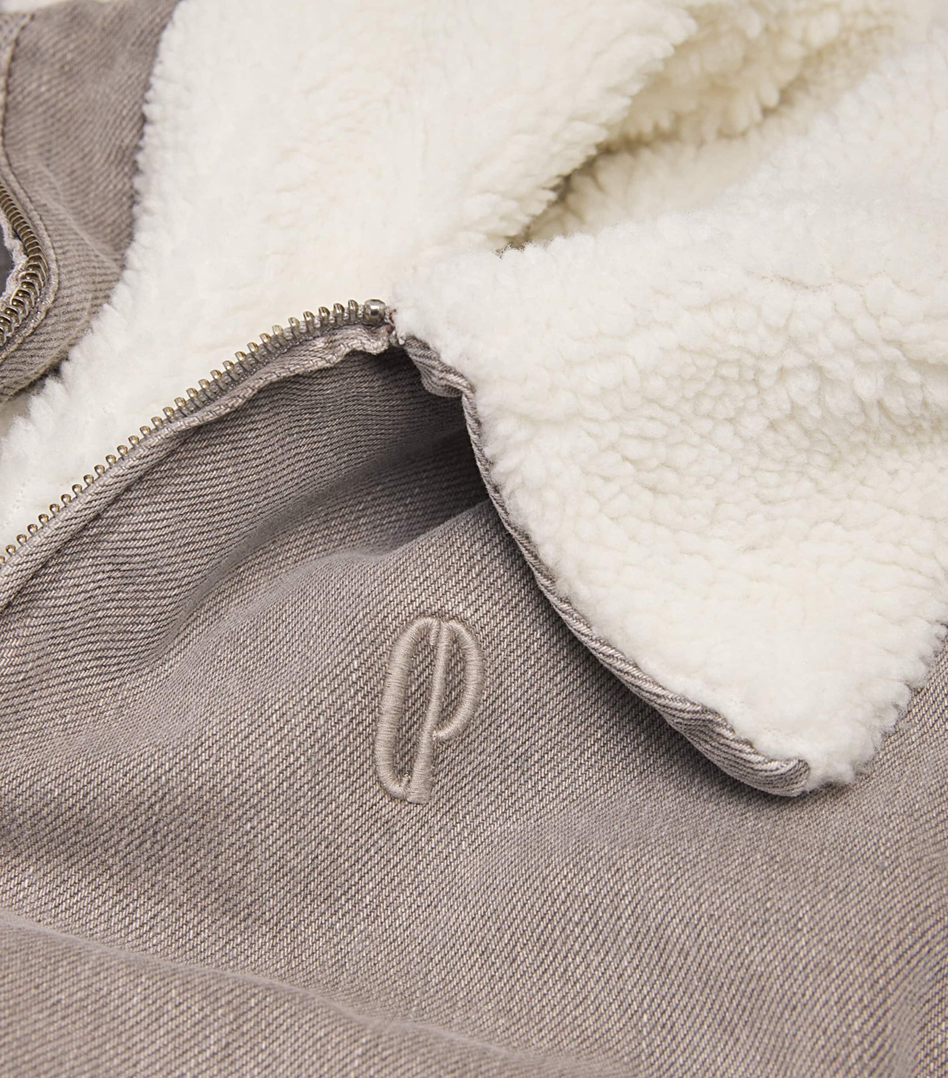 Claudie Pierlot White Fleece-Lined Denim Jacket