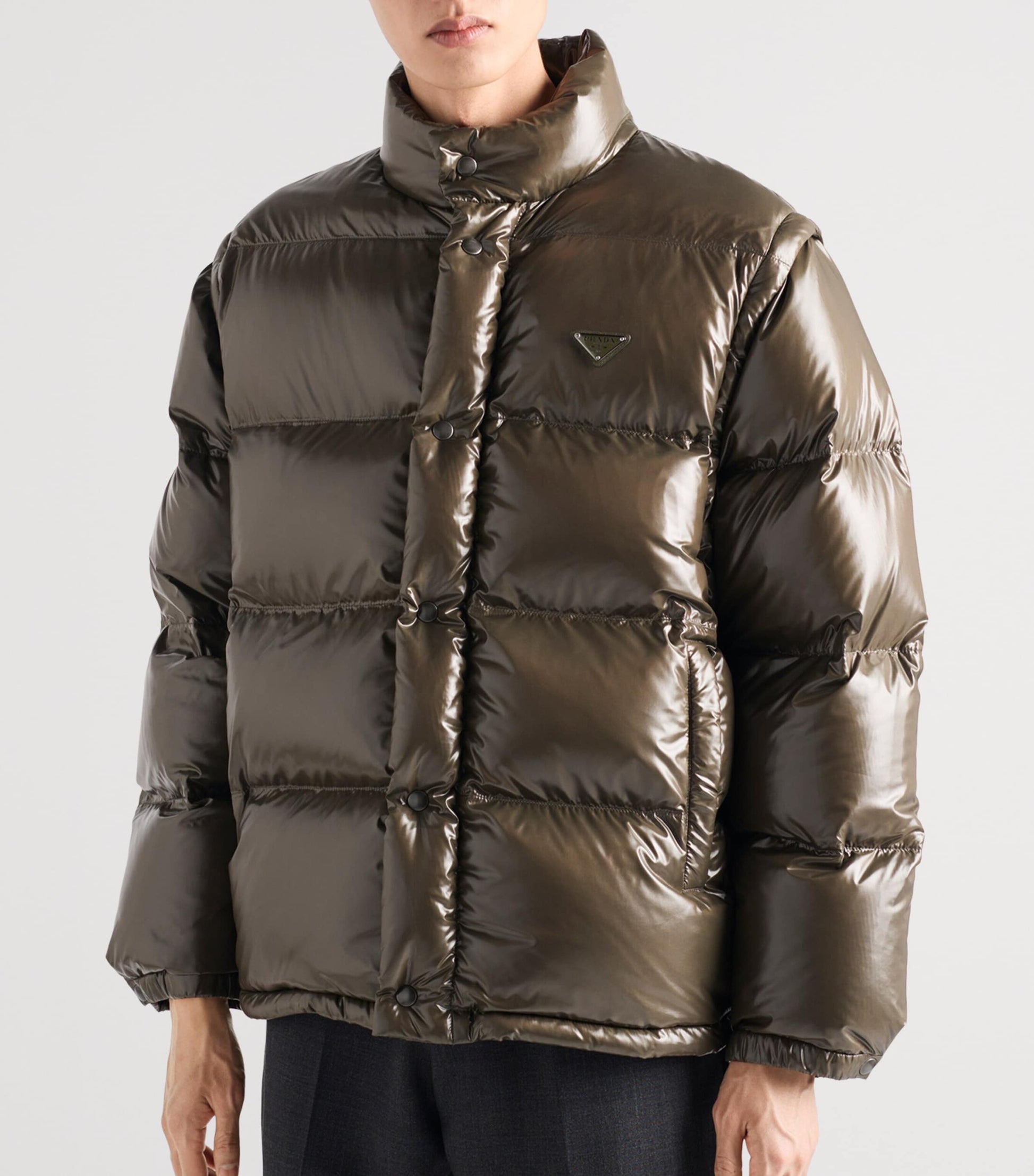 Green Re-Nylon Logo Puffer Jacket