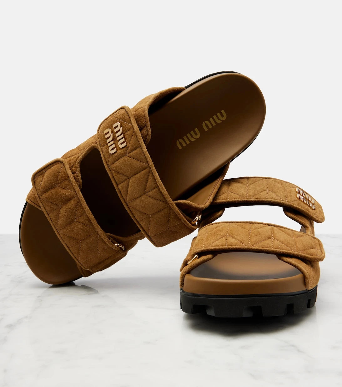 Miu Miu - Quilted suede slides