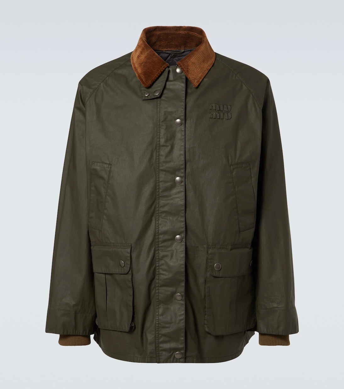 Miu Miu - Corduroy-trimmed poplin field jacket