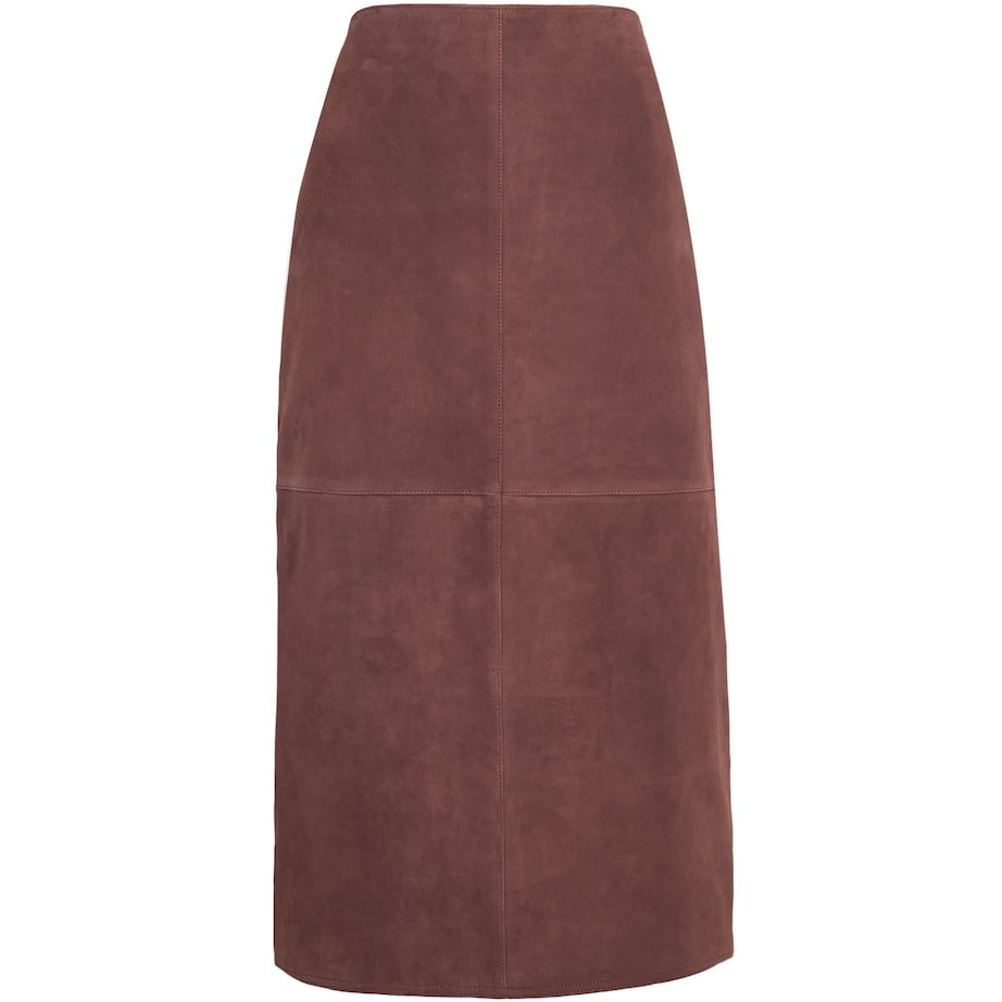 Purple Faux Suede Midi Skirt