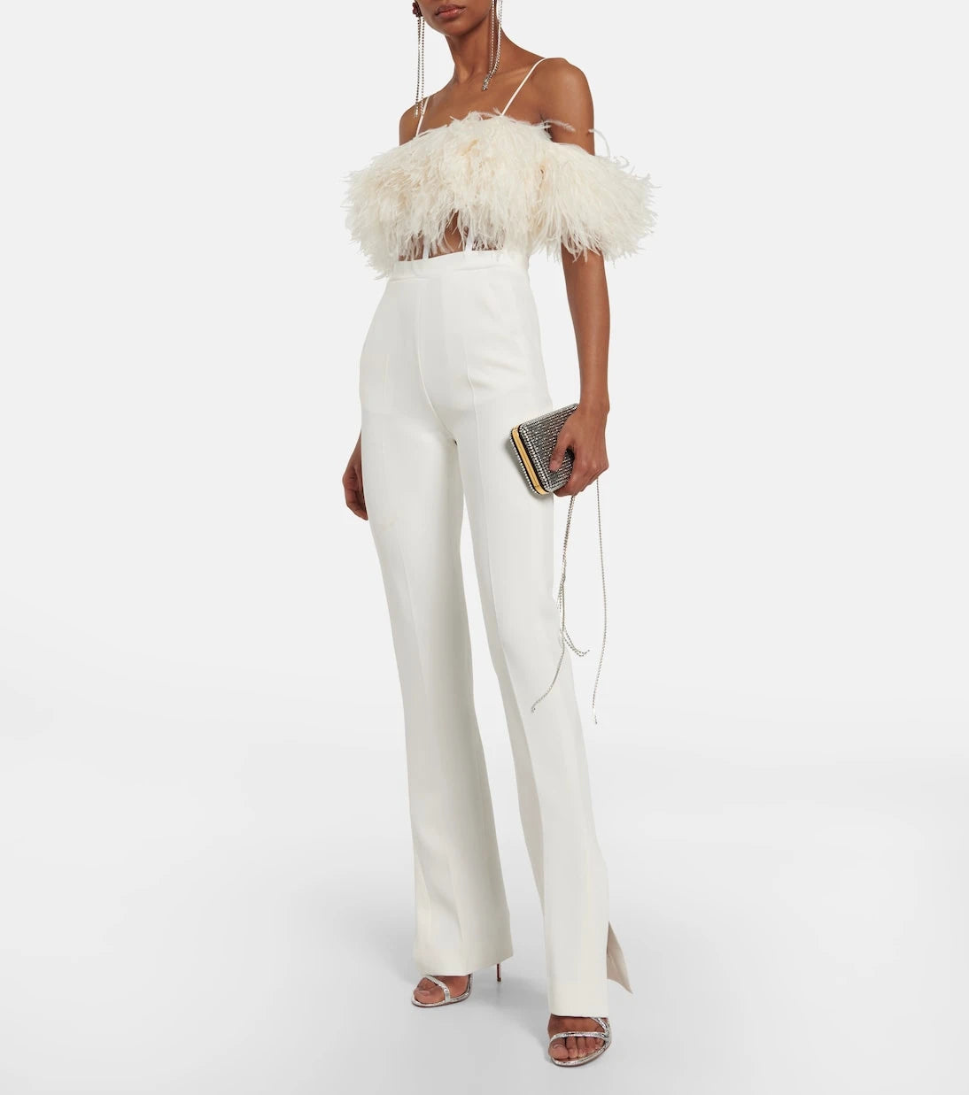 David Koma - Feather-trimmed cady jumpsuit