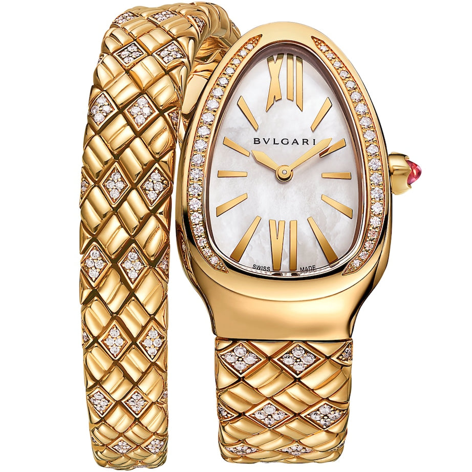 Yellow Gold and Diamond Serpenti Spiga Watch 35mm