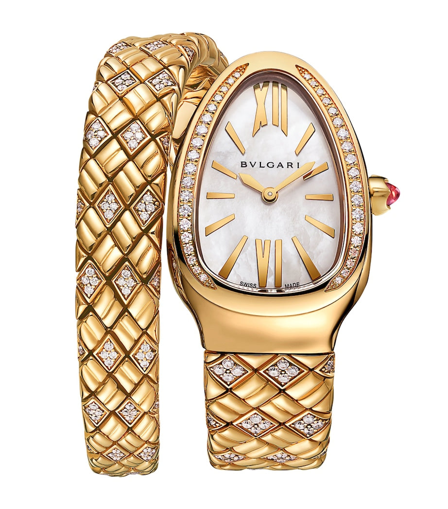 Yellow Gold and Diamond Serpenti Spiga Watch 35mm