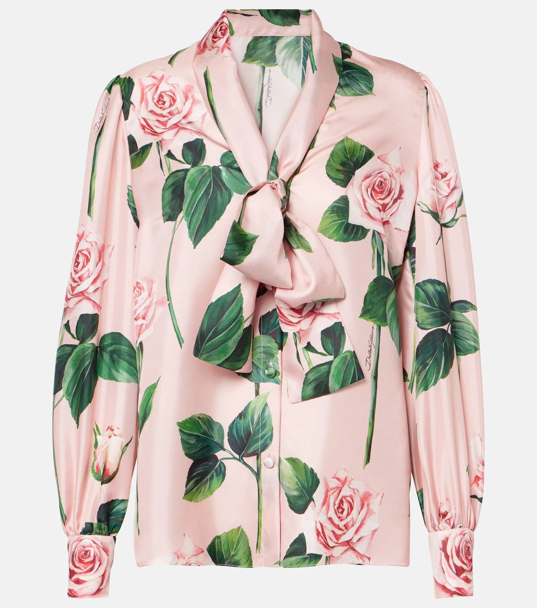 Dolce&Gabbana - Floral tie-neck silk satin blouse
