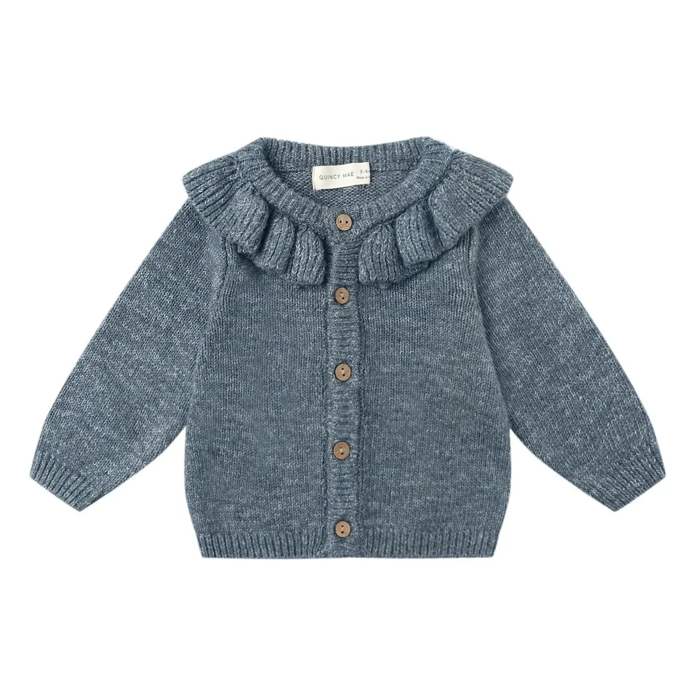 Quincy Mae - Organic Knit Cardigan | Grey blue