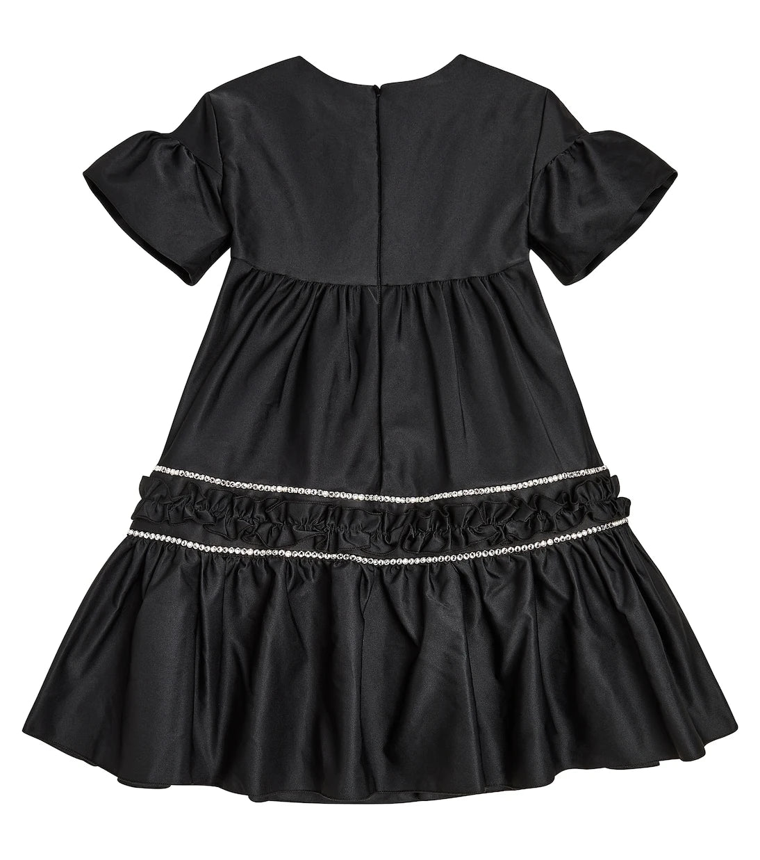 Monnalisa - Ruffle-trimmed embellished satin dress