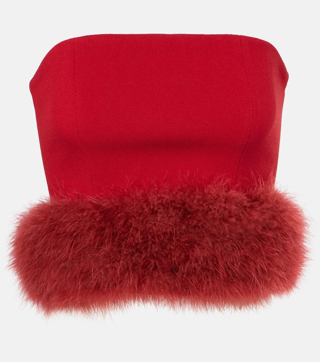 Blumarine - Feather-trimmed crêpe crop top