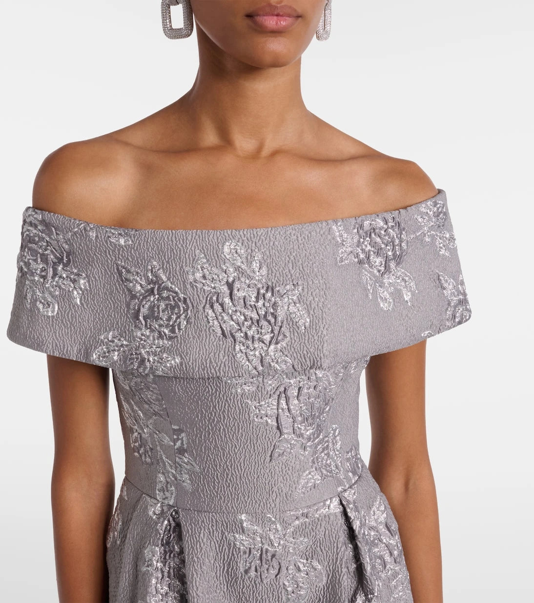 Rebecca Vallance - Ruth off-shoulder brocade bustier gown