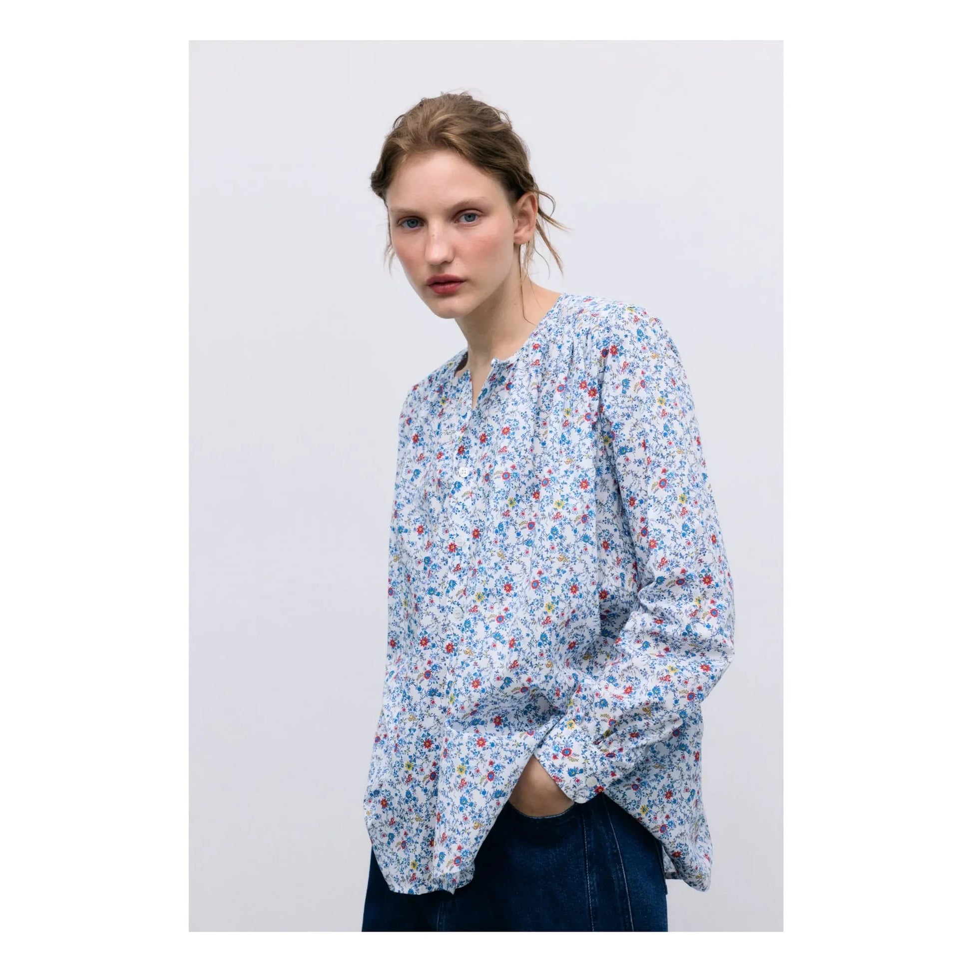 the new society - Cloe Cotton blouse | Blue