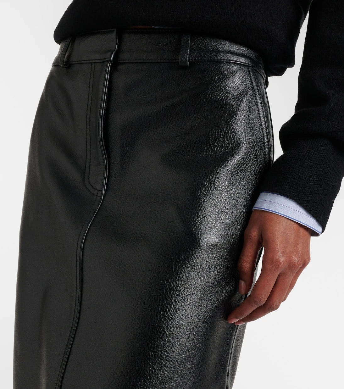 Toteme - Leather midi skirt