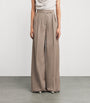 Max Mara Beige Virgin Wool Wide-Leg Trousers