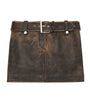 McQueen Brown Leather Belted Mini Skirt