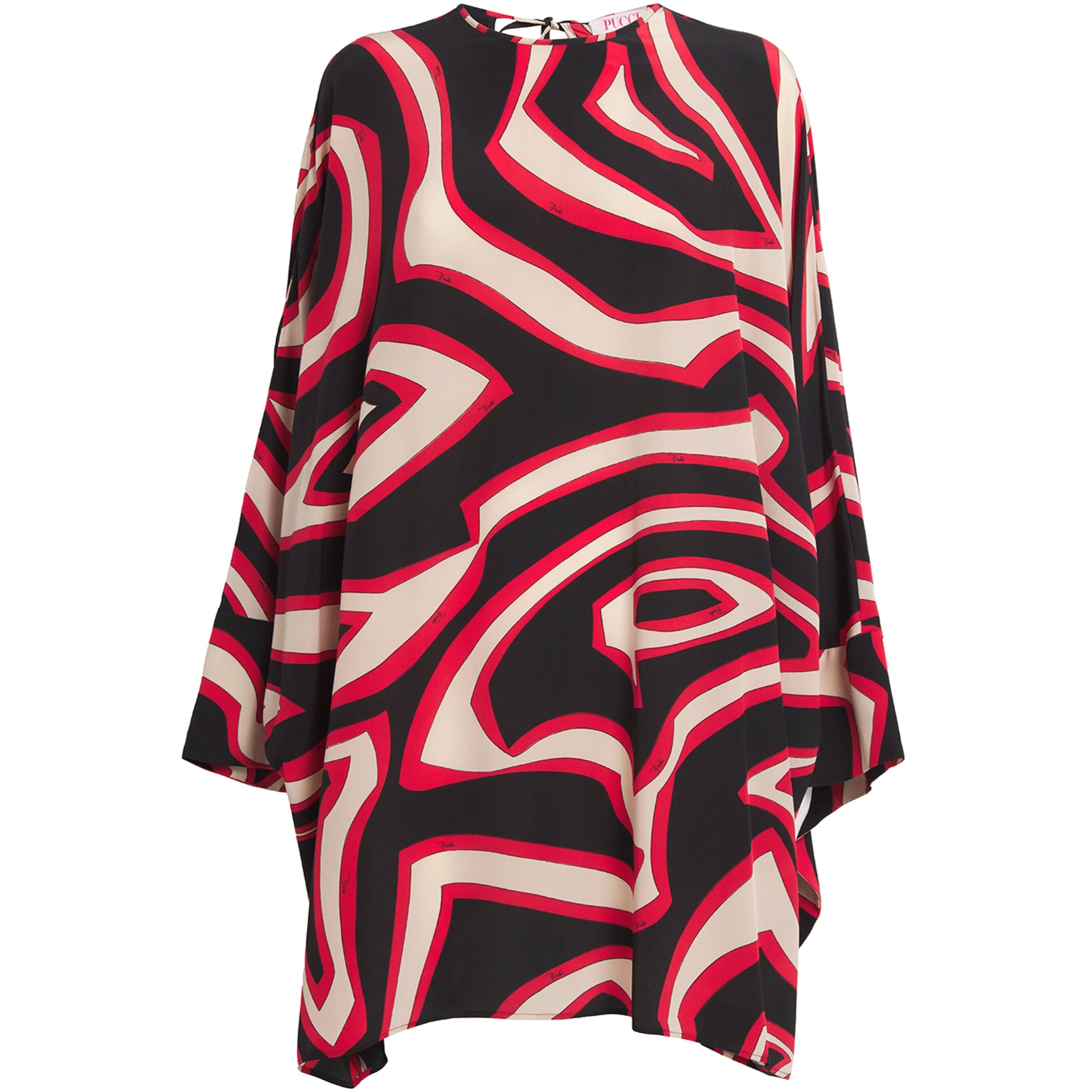 Pucci Red Silk Labirinto Print Mini Kaftan Dress
