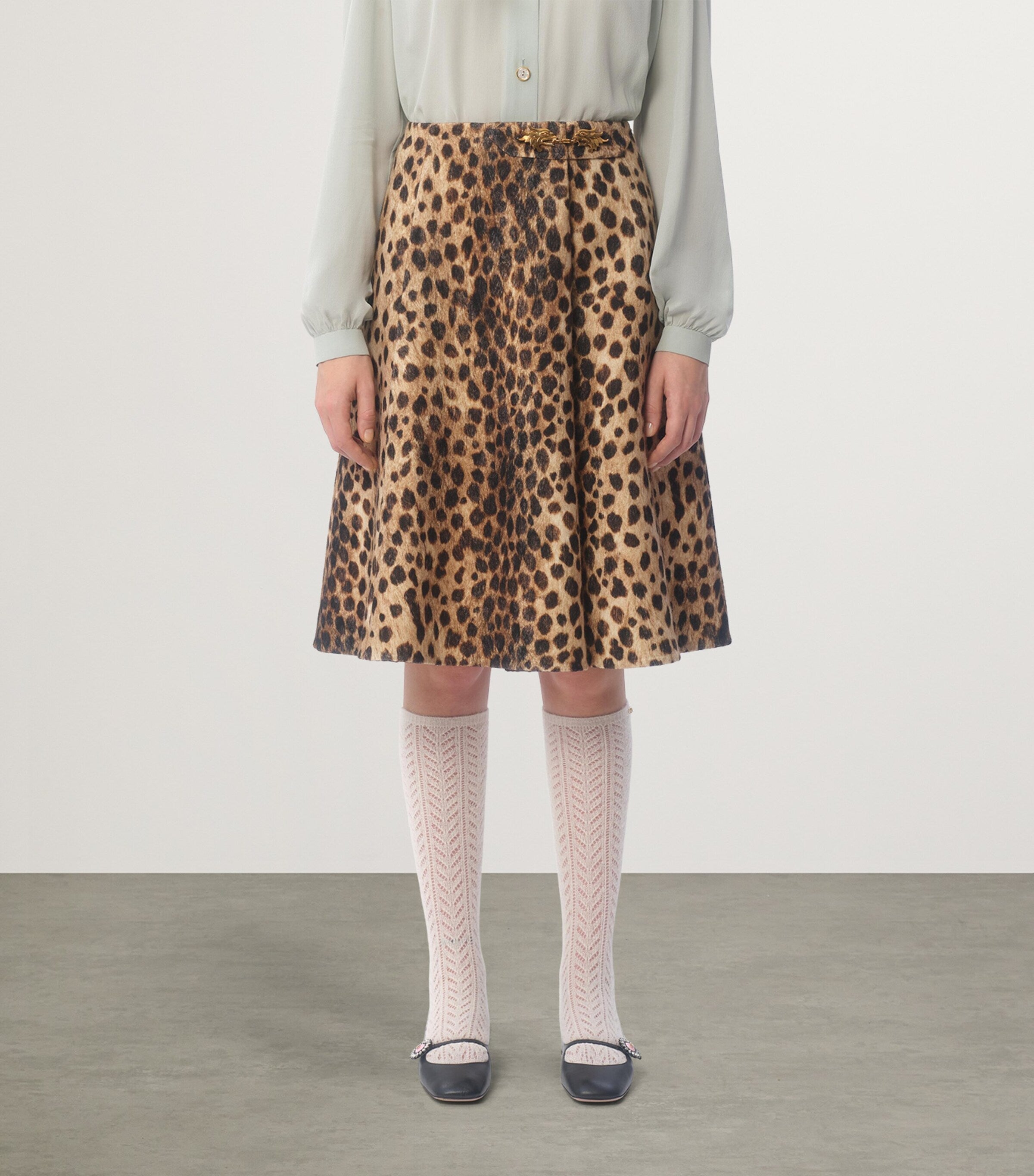Valentino Beige Wool Printed Mini Skirt