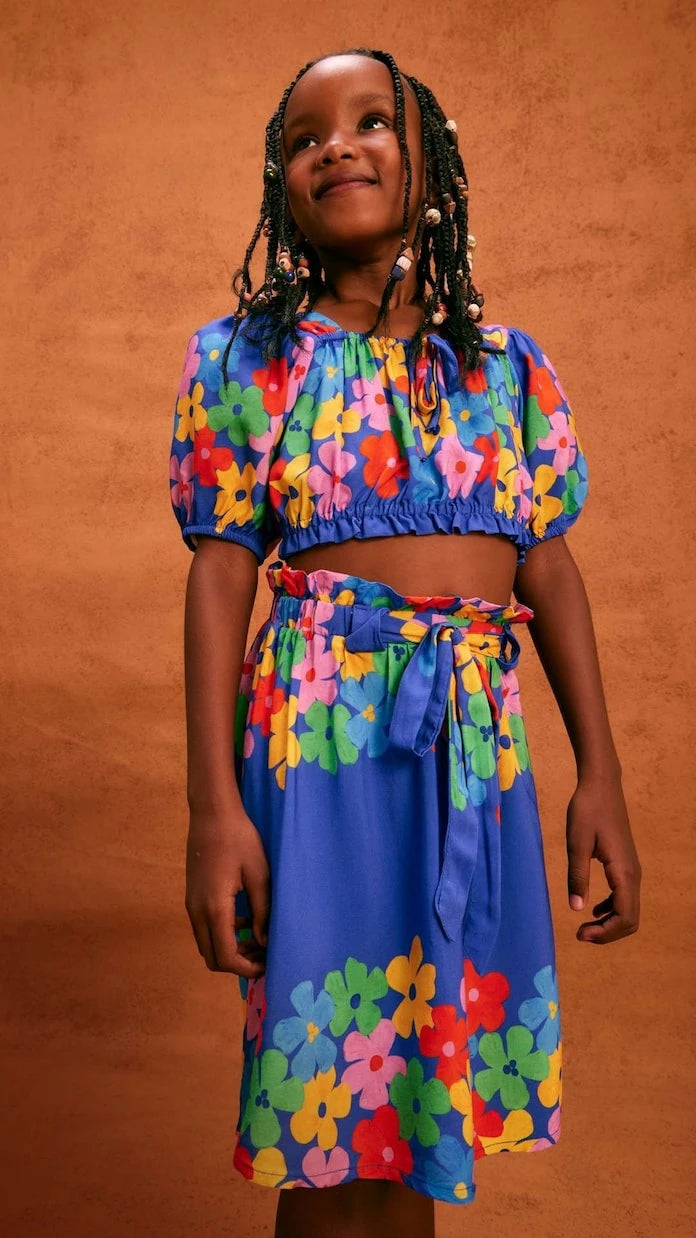 Fábula - Saia Cor-De-Flor cotton top and skirt set