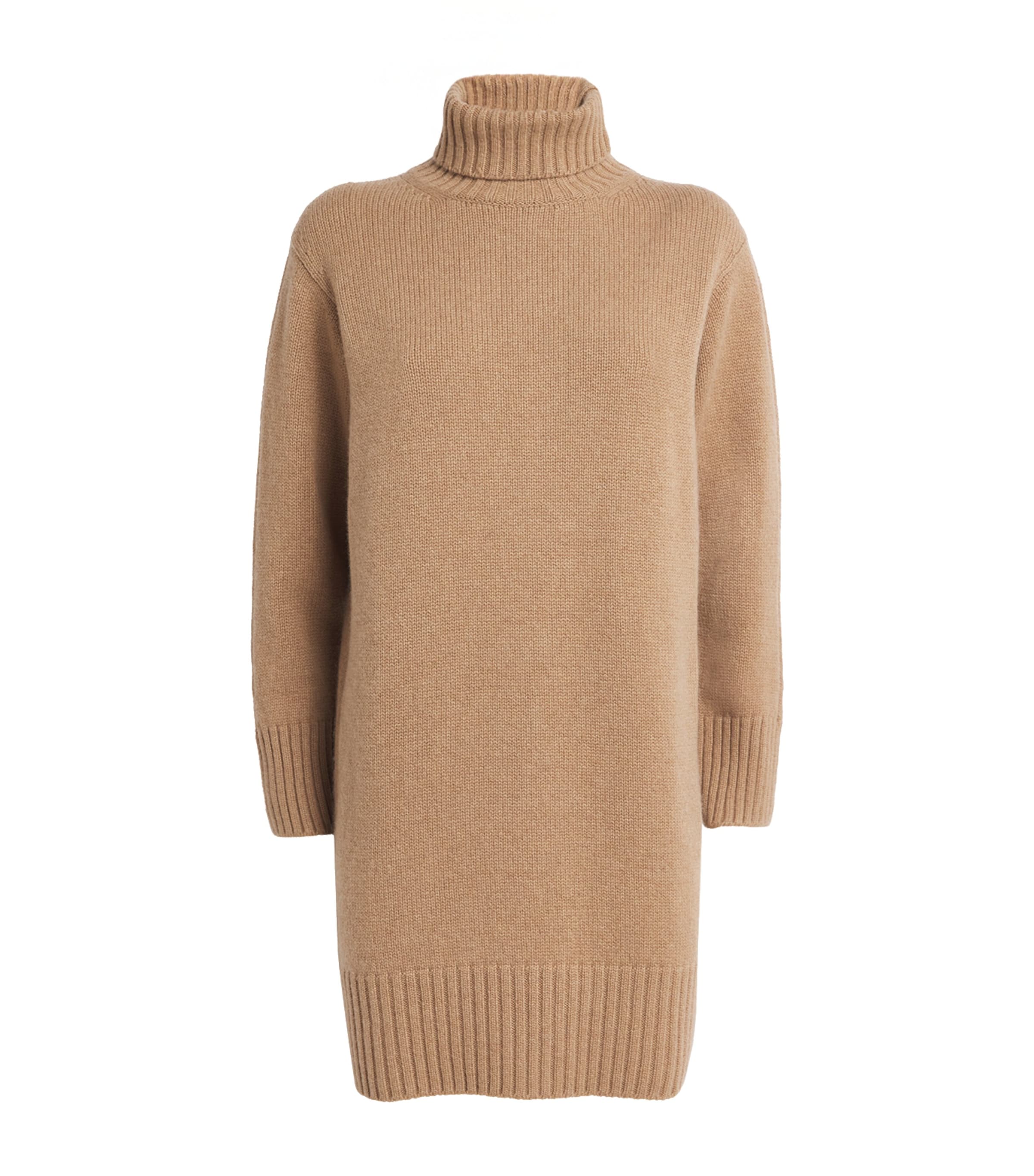 Neutral Cashmere Rollneck Mini Dress
